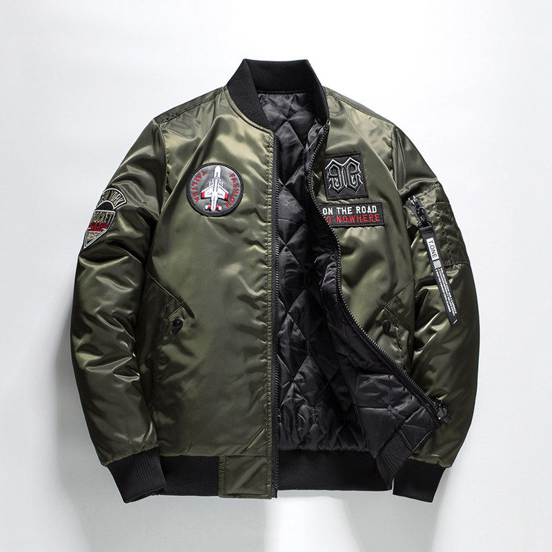 仓树一石潮牌双面棒球服秋冬棉服新款宽松加厚大码飞行夹克外套男