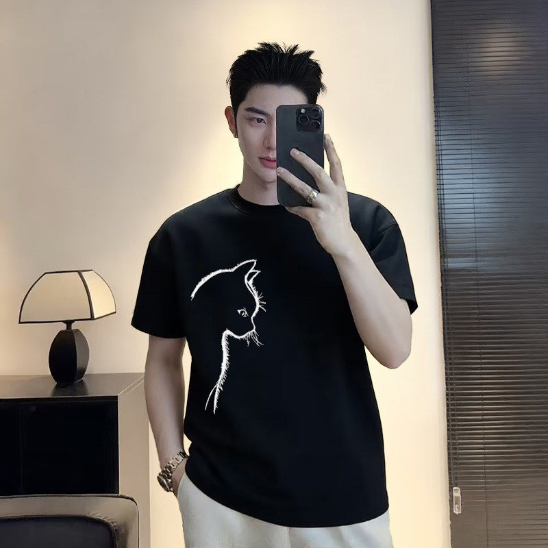 仓树一石潮牌高端纯棉短袖t恤男士2026夏季新款宽松时尚百搭男装