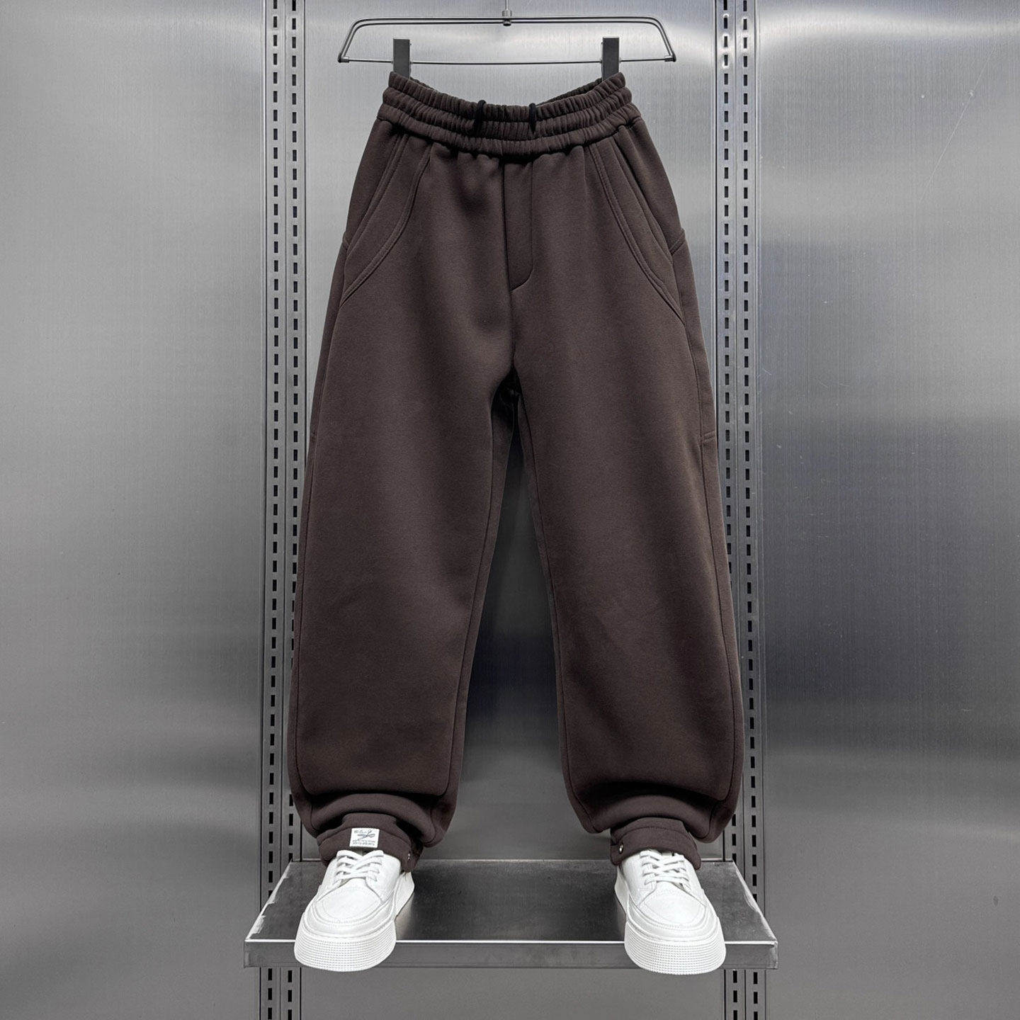 仓树一石宽松弯刀潮流休闲直筒裤男秋冬季加绒加厚高级感百搭卫裤