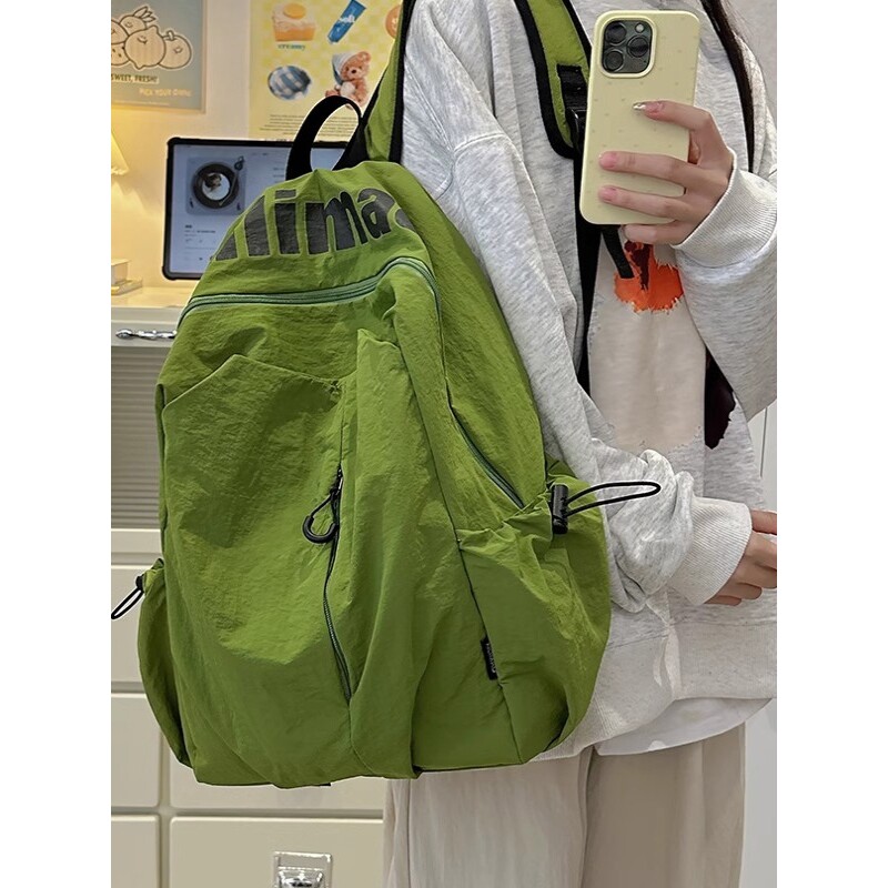 法国ZAMP双肩包女旅游轻便时尚新款旅行女士背包休闲肩包绿色书包