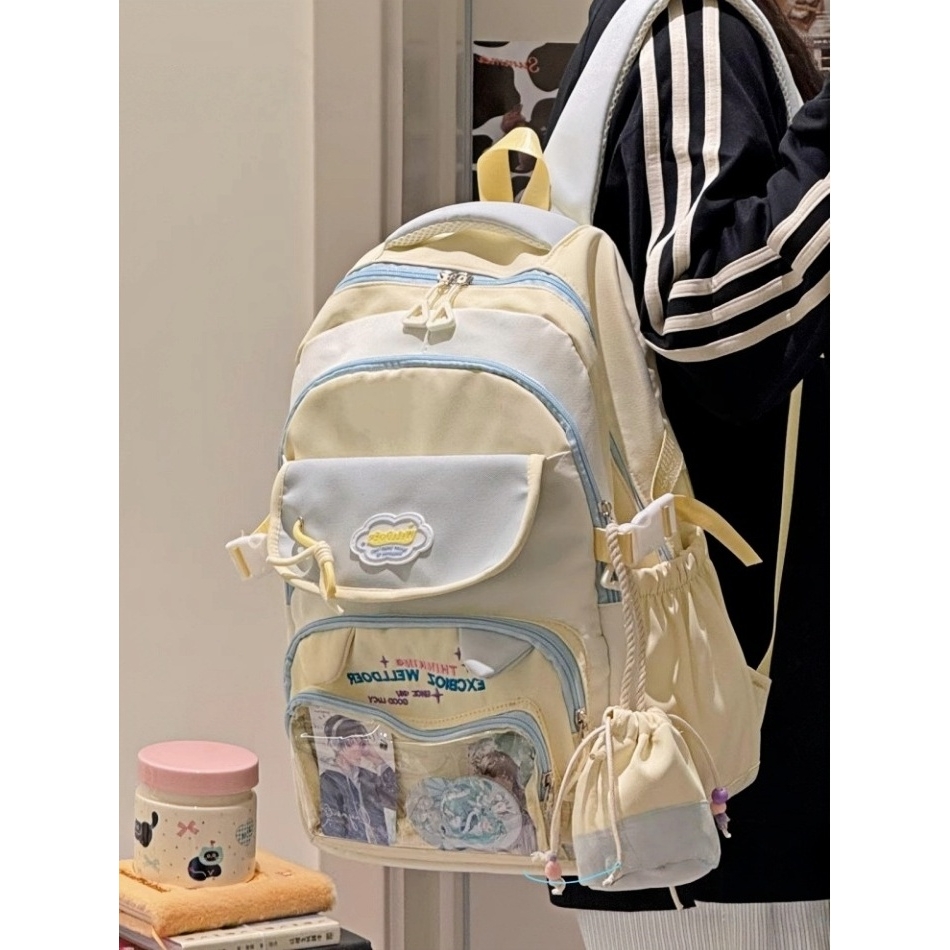 法国CavienKIon双肩包透明痛包可爱初高中小学生书包女孩背包旅行