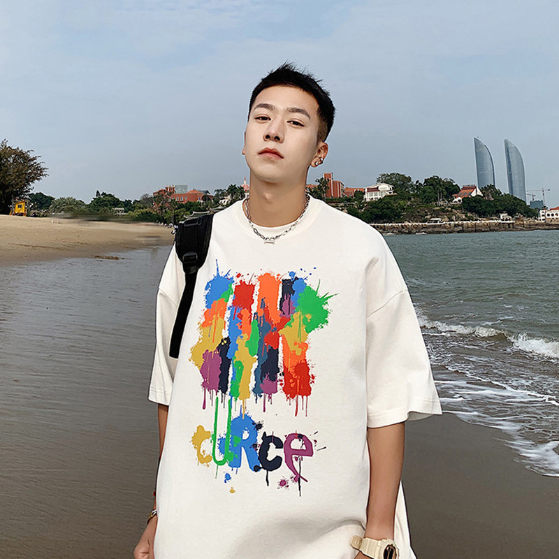 仓树一石联名2026夏hiphopt恤男潮流涂鸦宽松短袖设计感小众体恤