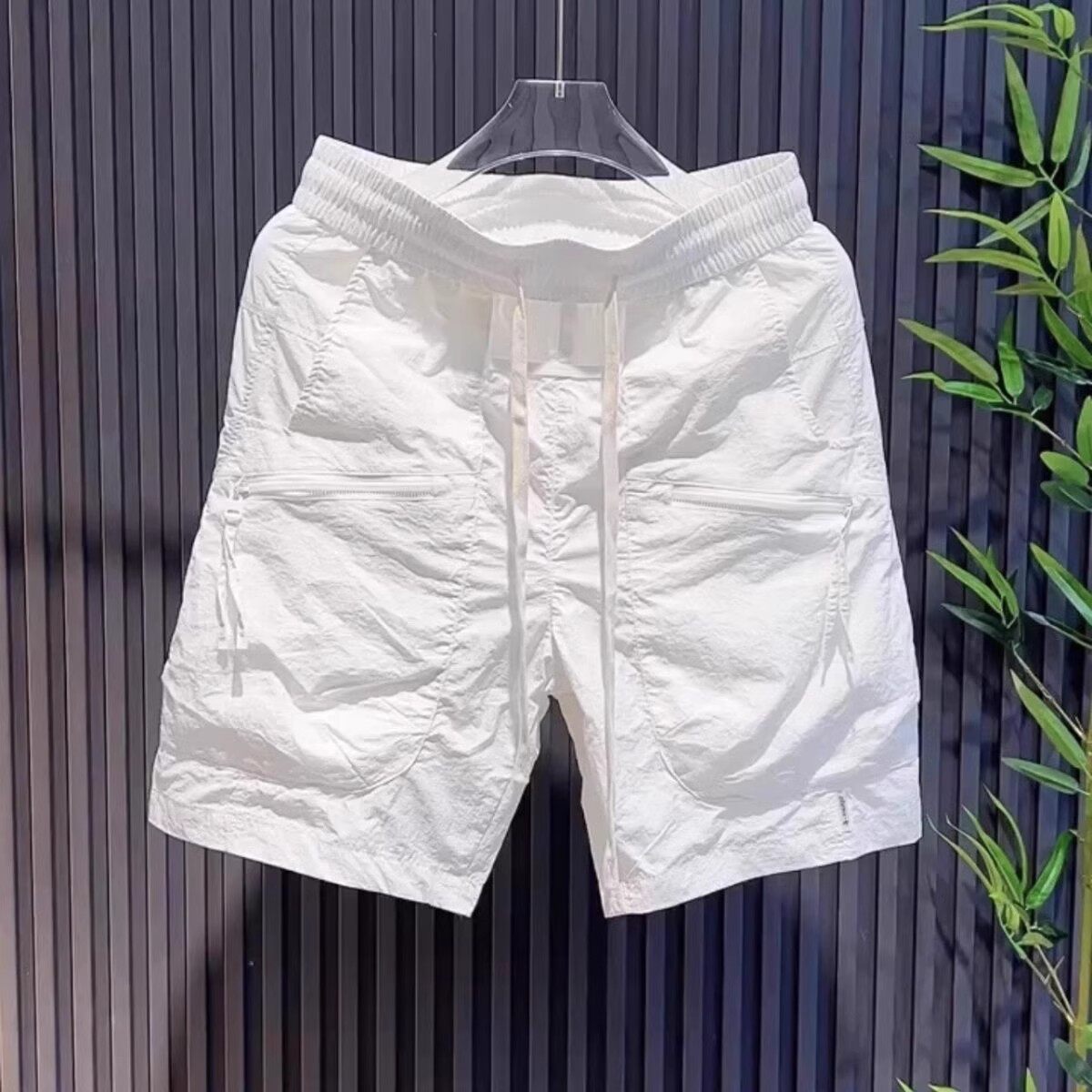 仓树一石夏季潮牌白色短裤男高端时尚宽松工装休闲百搭休闲五分裤