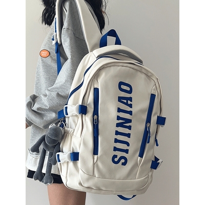 美式校园高中初中生旅行背包女韩系工装大容量双肩包书包男大学生