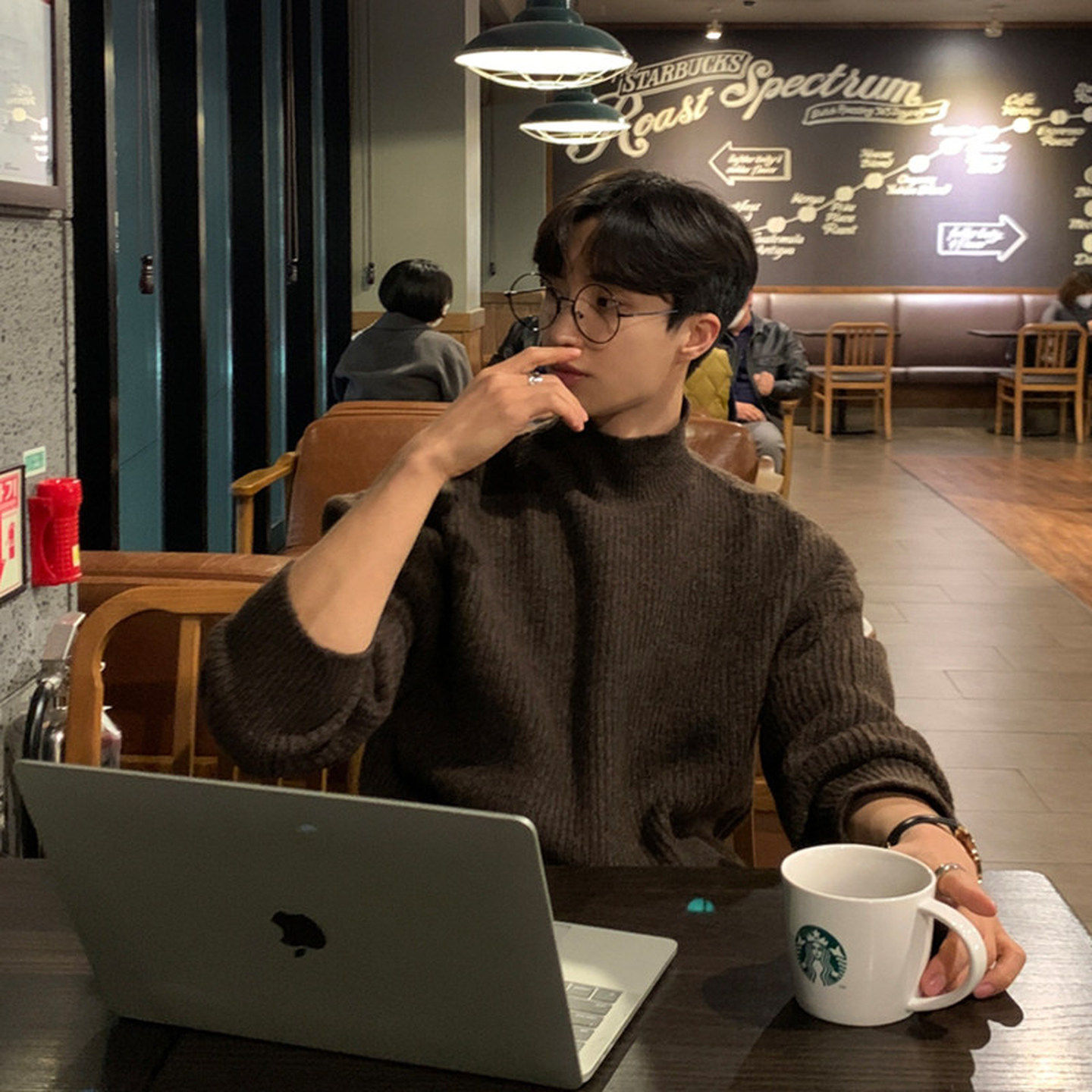 仓树一石潮牌高领毛衣男士秋冬韩版潮流百搭针织衫宽松线衣打底衫