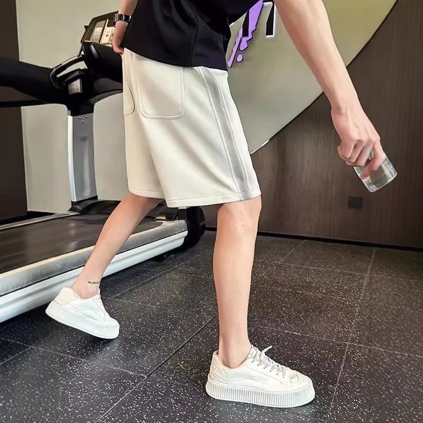 仓树一石裤子男款2026新款白色短裤男士夏季直筒休闲裤薄款五分裤