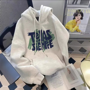 仓树一石潮牌设计感连帽卫衣男款春秋加绒宽松纯棉新款大码休闲风