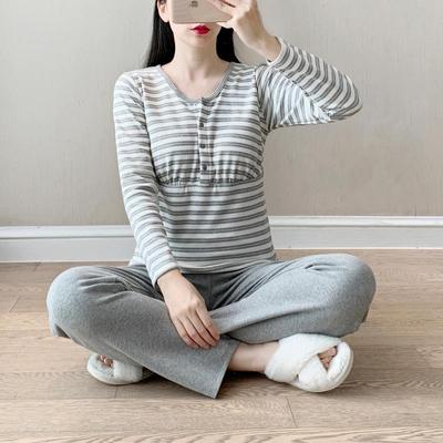 免穿文胸春秋孕妇睡衣家居套装