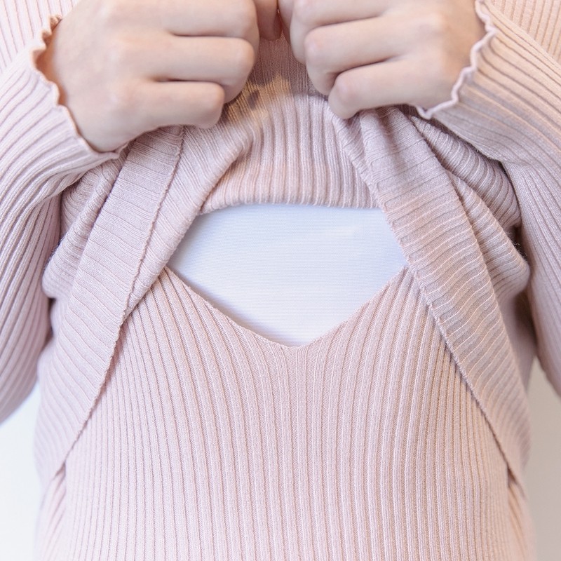 哺乳毛衣秋冬季产后保暖打底衫修身喂奶上衣内搭外出长袖月子服