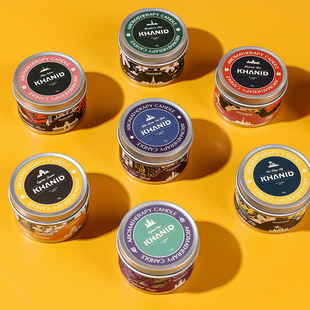 KHANID复古马口铁香薰精油蜡烛 跨境新品ins风大豆蜡创意伴手礼物