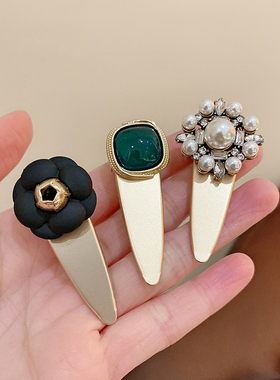 韩国东大门水钻发夹韩式巴洛克边夹金属绿色黑色鸭嘴夹发卡头饰边