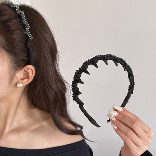 高级轻奢精致水晶倒插梳发箍女2025年简约小众带齿高颅顶头饰头箍