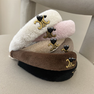 凯璇白色毛绒发箍发卡女款 高级感发饰 秋冬高颅顶洗脸头箍新款