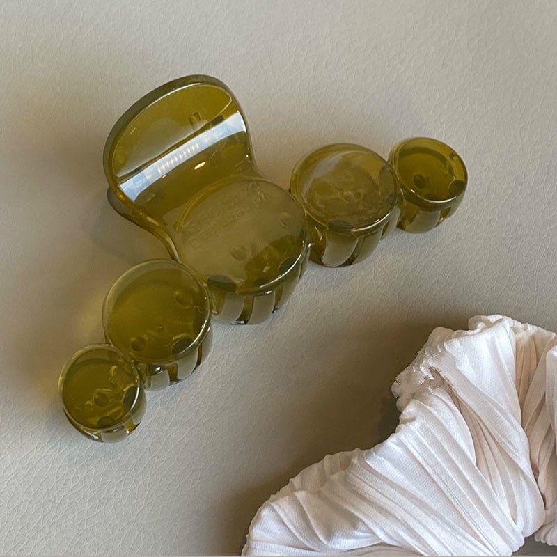 韩版超美橄榄绿色夏季果冻气质色 10cm抓夹发夹外出鲨鱼夹