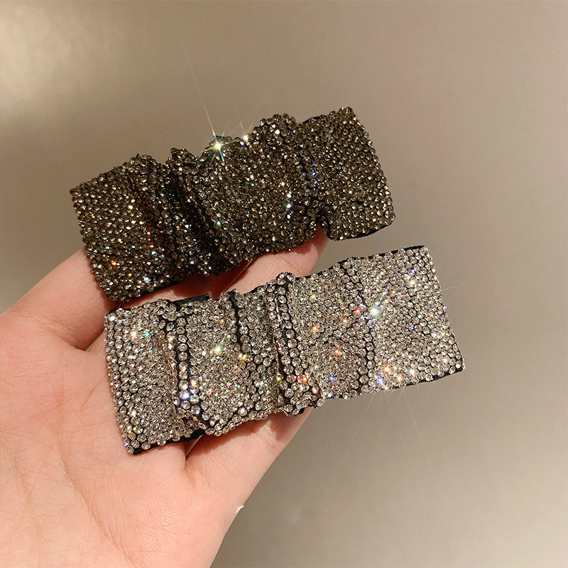 旅行发卡满钻侧边褶皱水晶刘海