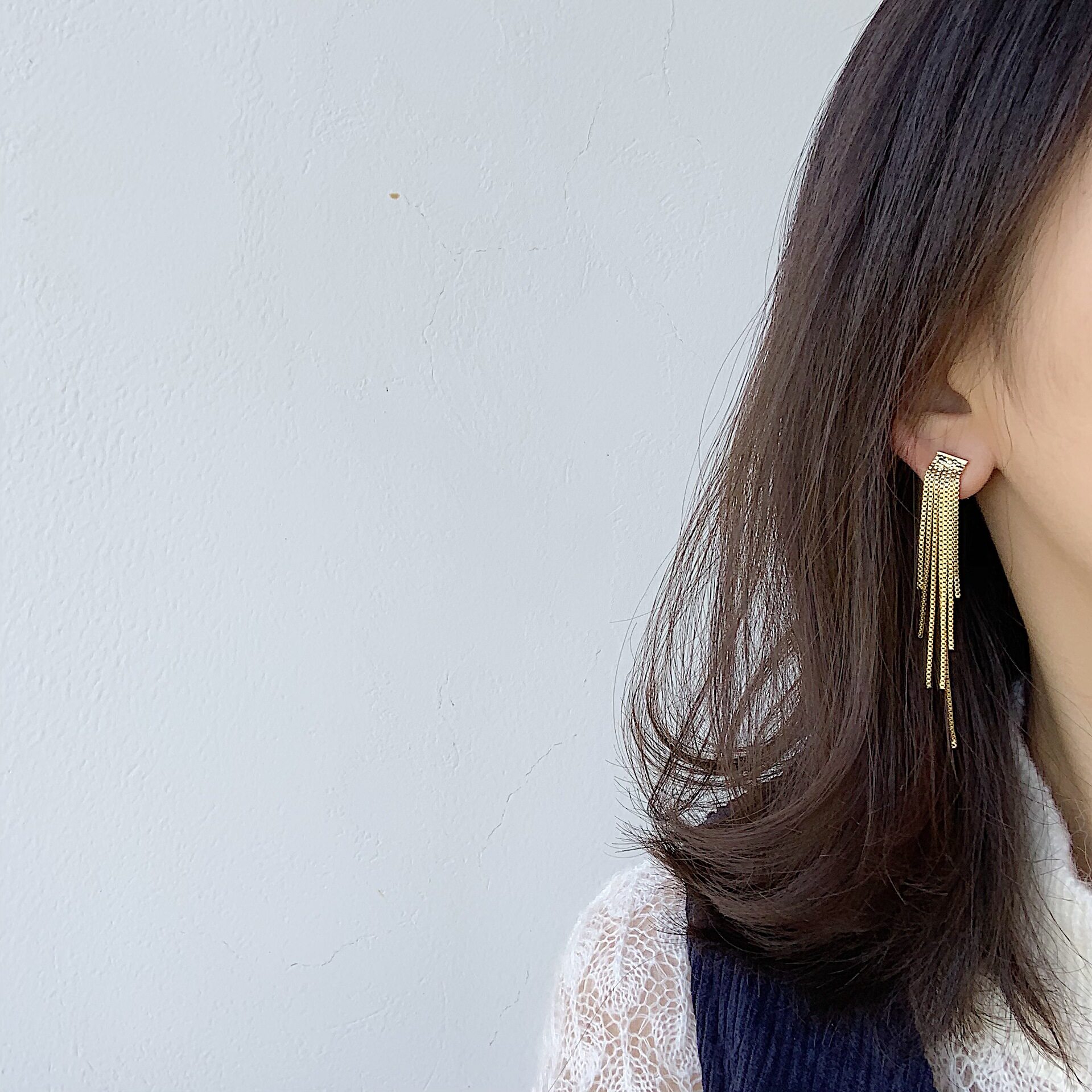 s925银针超级好看的长款小流苏耳环显脸瘦超仙百搭气质耳丁耳饰潮