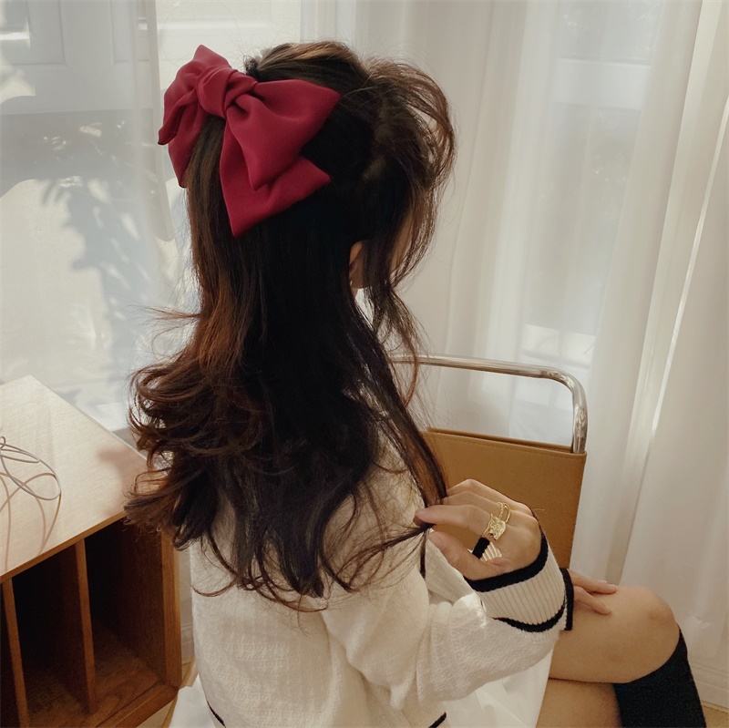 虞书欣黑色大蝴蝶结网红女绑发夹