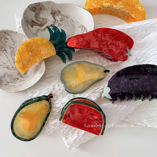 韩版蔬菜水果中号发抓夹醋酸洗脸洗澡发夹抓夹顶夹发饰头饰品