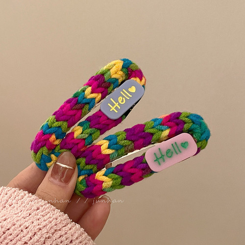 韩国彩色毛线bb发夹刘海夹