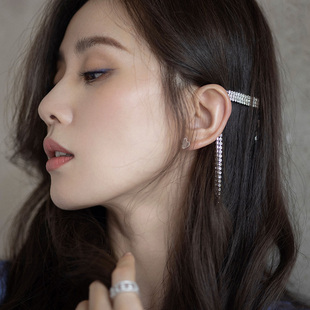 刘诗s闪钻流苏发夹仙气侧边发饰高级感气质刘海夹后脑勺鸭嘴夹