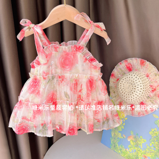 儿童洋气公主裙子送帽子 连衣裙宝宝吊带裙夏装 女童夏季 2024年新款