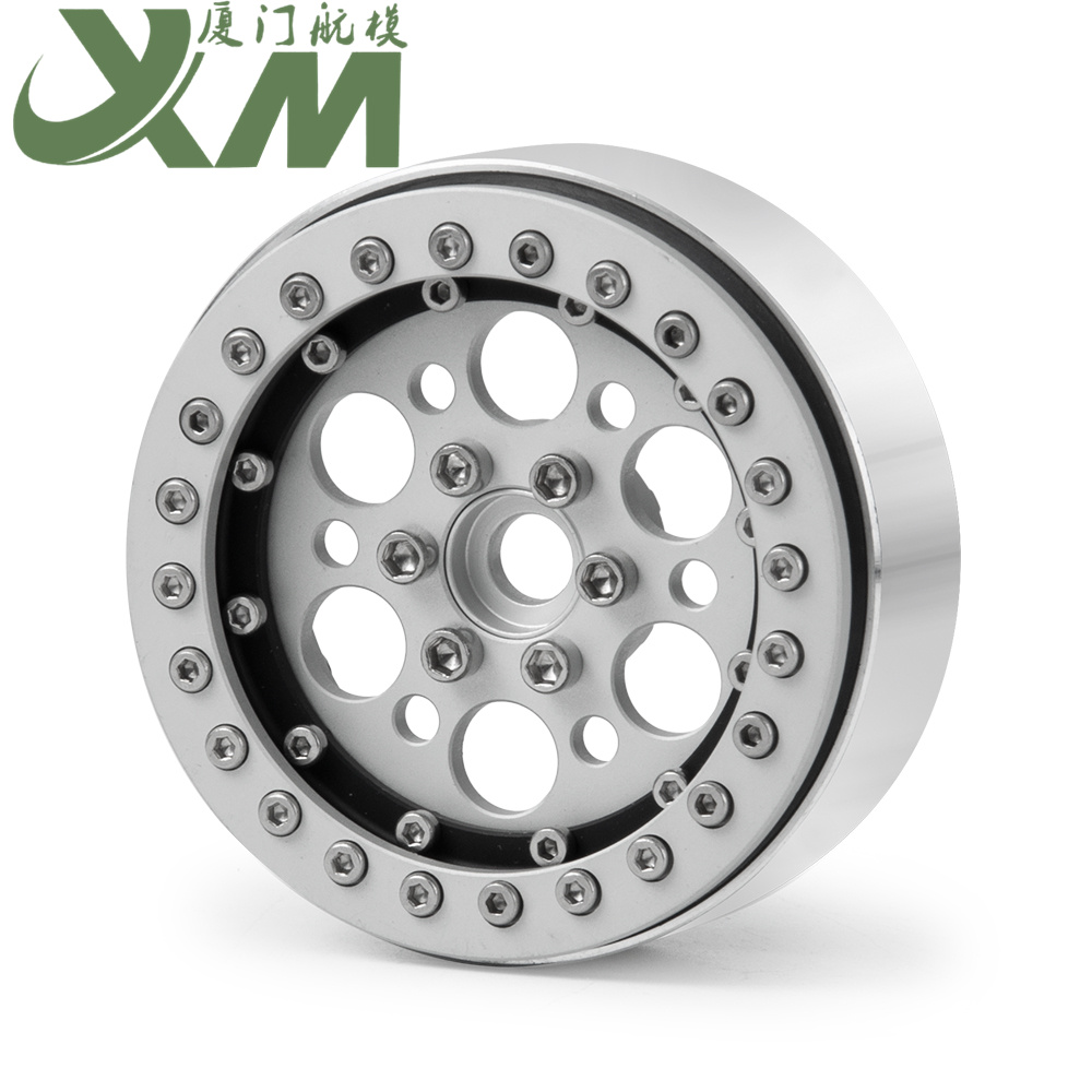 1/10仿真攀爬车1.9寸锁胎金属轮毂 SCX10 TRX-4双色轮毂