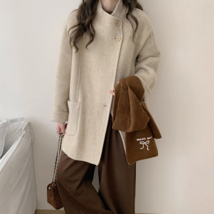 双面羊毛大衣女短款小个子韩系风系腰带时髦深冬高级感呢子外套