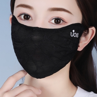 新款 面罩 防晒蕾丝口罩女高颜值性感薄款 防紫外线多层透气户外女款