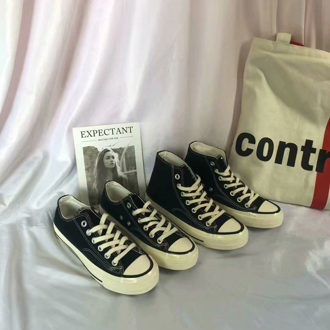 复刻1970s三星标经典款黑色高低帮帆布鞋百搭情侣鞋男女学生球鞋