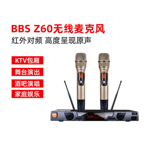 BBS Z60无线话筒一拖二家用舞台演出KTV家用卡拉OK麦克风K歌全套