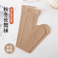 長(zhǎng)筒襪子女過(guò)膝加絨厚款光腿神器絲襪春秋冬季大腿襪肉色水光膚色
