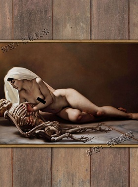 敬重 roberto ferri骷髅裸女生死恋虐恋装饰画世界名画《pietas》