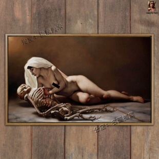 敬重 roberto ferri骷髅裸女生死恋虐恋装饰画世界名画《pietas》