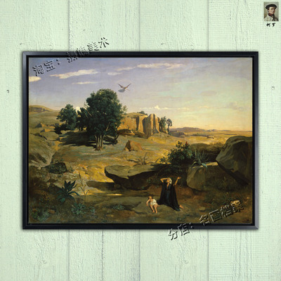荒野中的夏甲 Hagar in the Wilderness挂画柯罗亚伯拉罕旧约人物