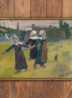 不列塔尼跳舞的女孩们 Breton Girls Dancing 少数民族舞蹈装饰画