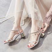 女款 凉鞋 2026粗跟中跟甜美夏季 仙女风时尚 子配裙子 新款 高跟鞋 时装