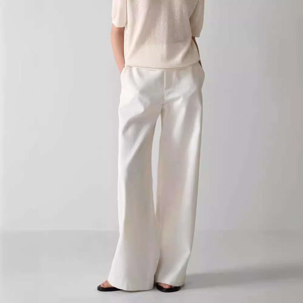 高端定制极简风白色牛仔休闲裤