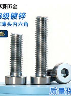 M3M4M5M6M81M0M12M16 8.8级镀锌薄头内六角螺丝钉矮头螺栓DIN7984