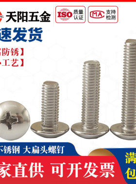 M2M3M4-M8 304/316/201不锈钢大扁头机螺钉 蘑菇头十字螺丝 伞头