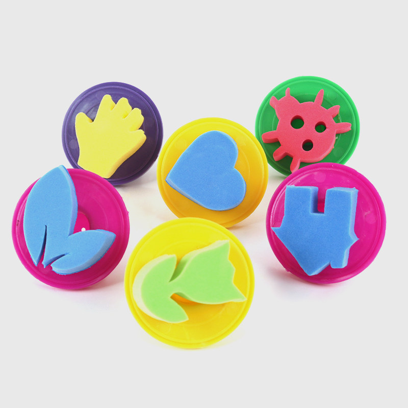 印章儿童卡通可爱EVA蘑菇手柄泡沫盖章玩具幼儿园绘画涂鸦拓印图