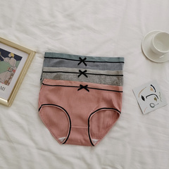 Real-price Korean version of chic small fresh bowknot comfortable triangular underwear suit for three women