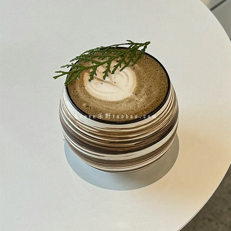 日式鼓形刷釉围炉煮茶品茗杯