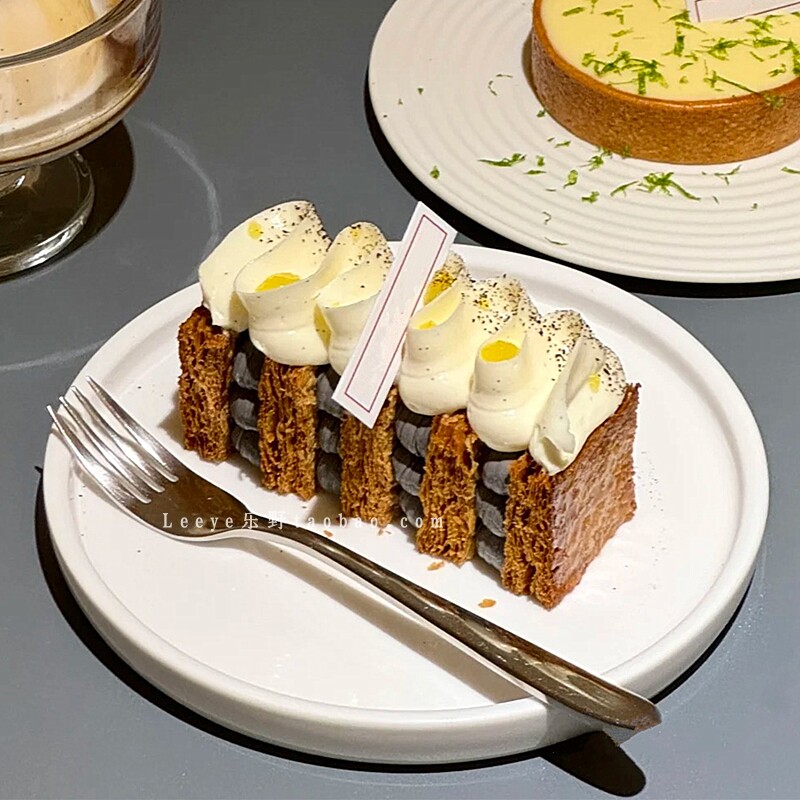 ins韩式纯色圆形陶瓷牛排盘