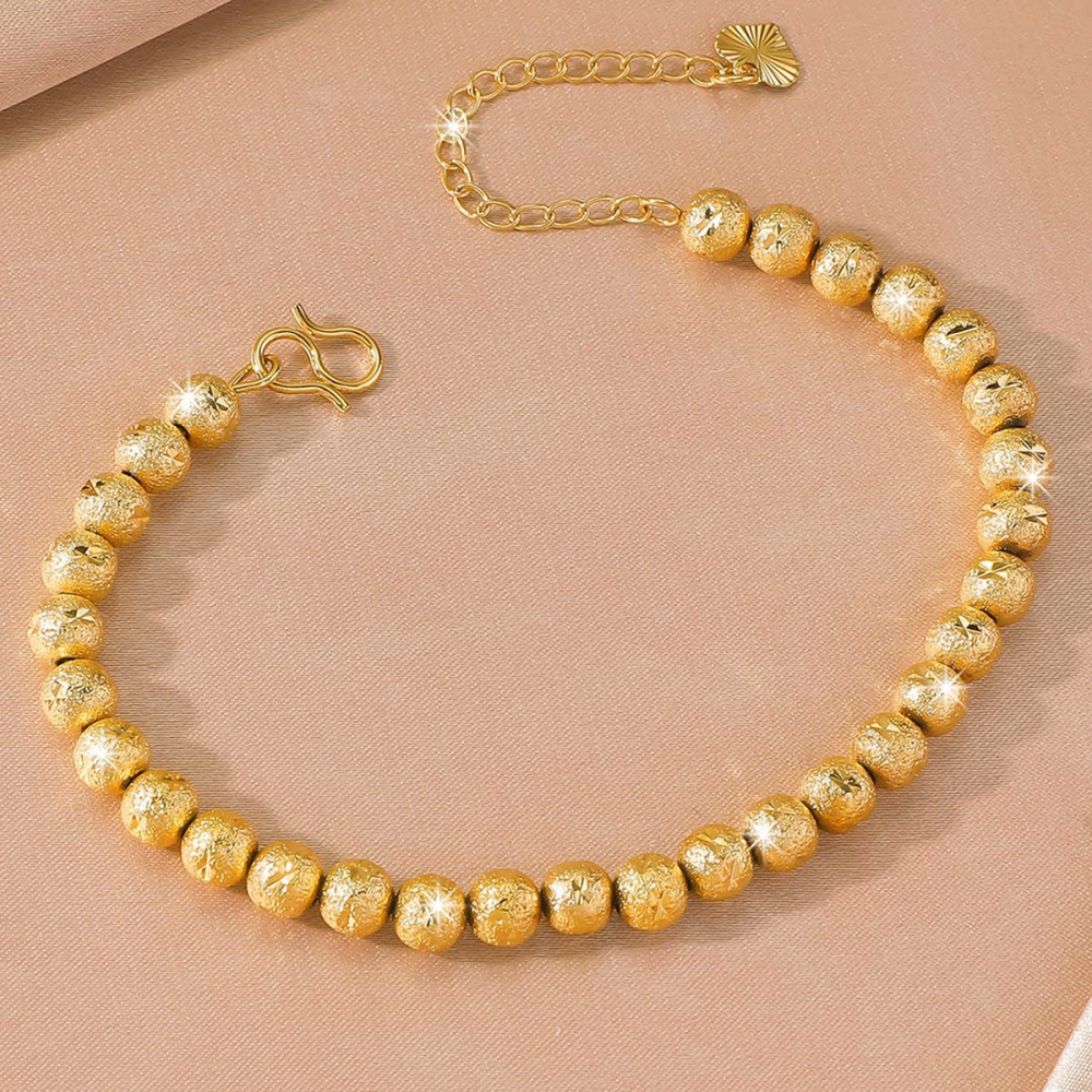 沙金饰品镀24k磨砂转运珠手链女