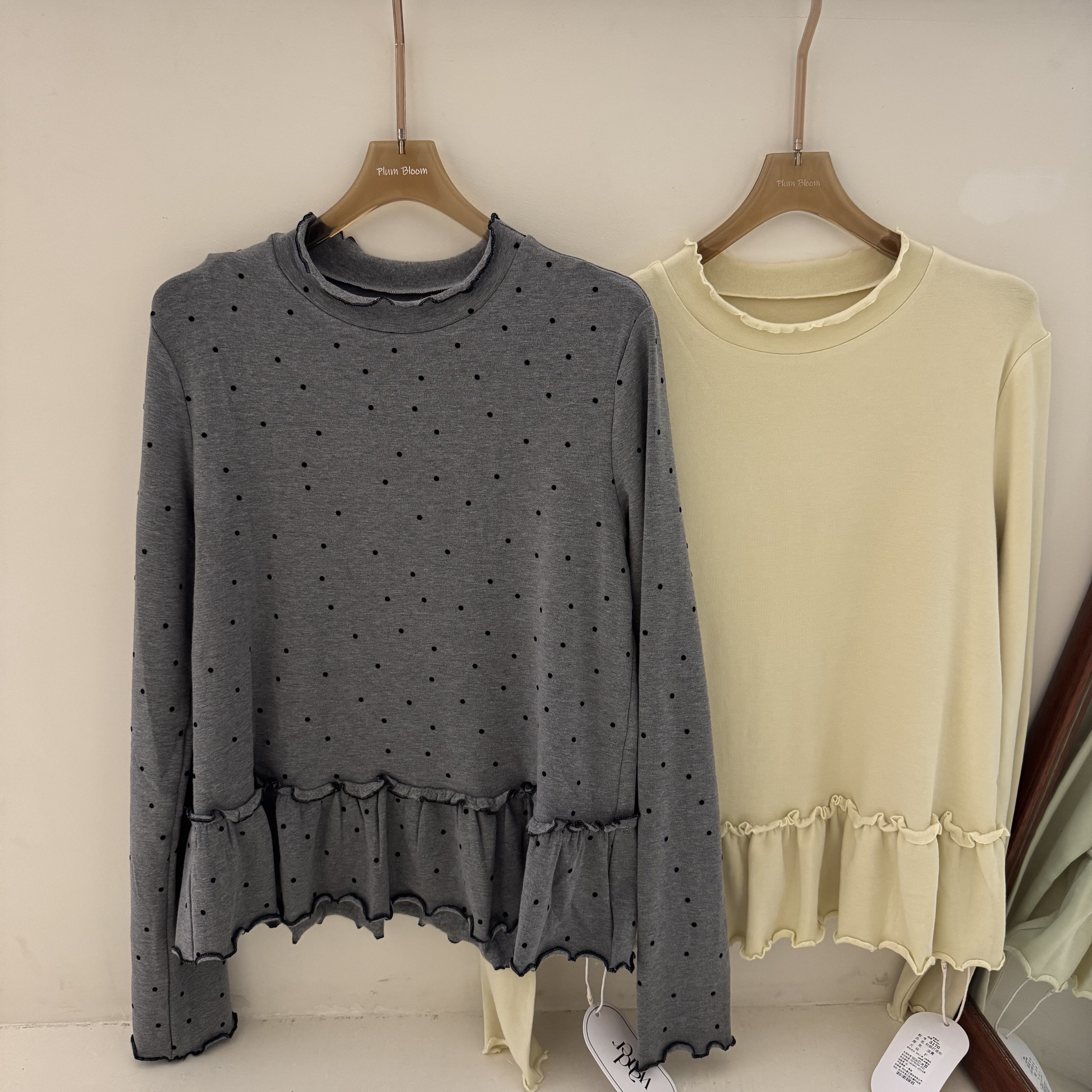 2025韩系设计款秋季新款韩版宽松休闲百搭波点长袖T恤女款