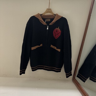 外套女款 2025韩系设计款 休闲百搭连帽针织开衫 新款 H.ONE冬季