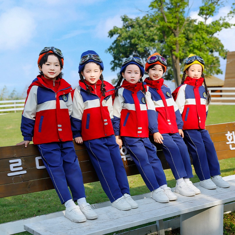 小学生校服套装秋冬装儿童班服冲锋衣户外三合一一年级幼儿园加绒