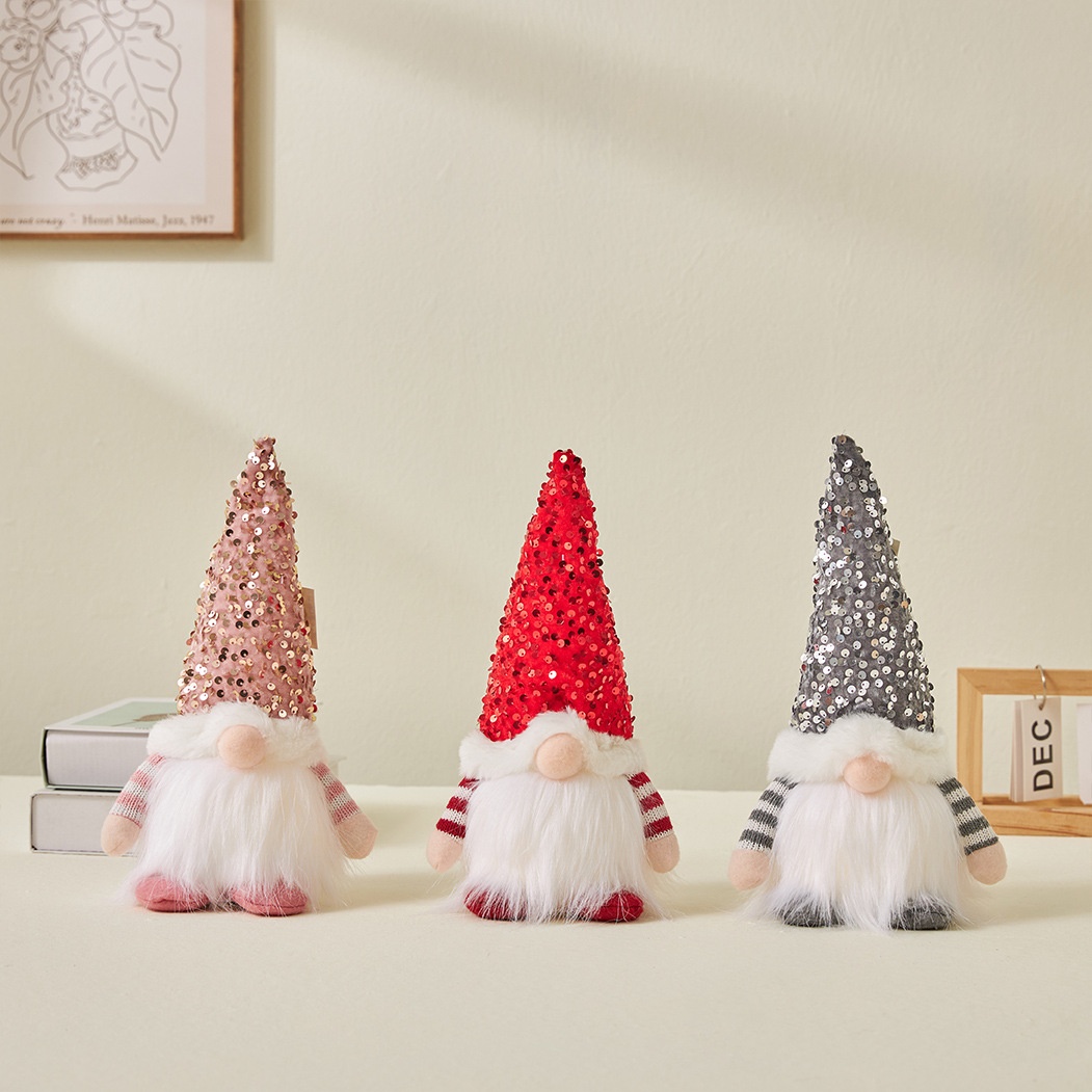 新品圣诞节装饰品发光鲁道夫公仔老人无脸娃娃摆件跨境圣诞小礼物