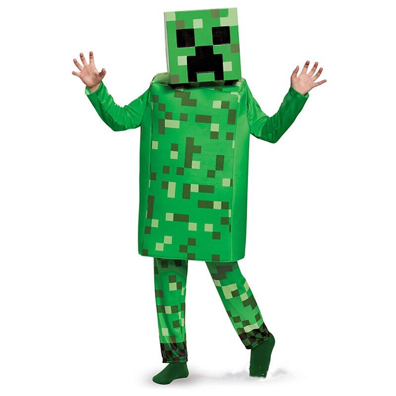 万圣节我的世界COS儿童款史蒂夫舞台游戏表演服minecraft角色扮演