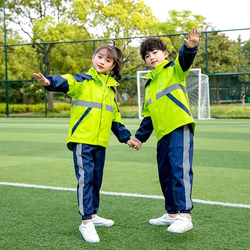 冲锋衣幼儿园红色小学生装拉链衫运动套装学院三件套冬季校服加绒